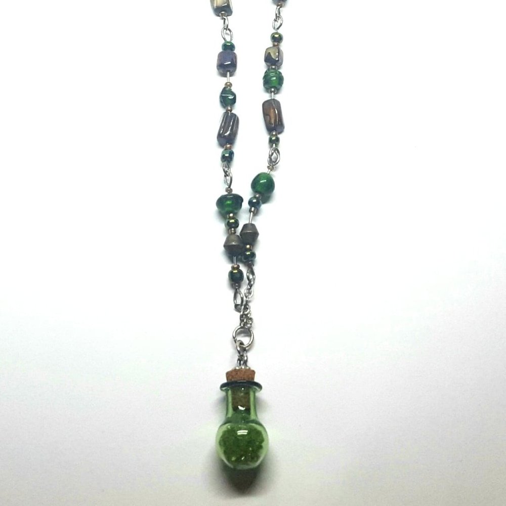 Peridot Prosperity Crystal Bottle Necklace